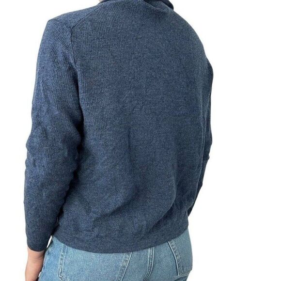 Raffi Womens Navy Blue 100% Extra Fine Merino Wool Quarter Zip Sweater Sz L - Picture 8 of 11
